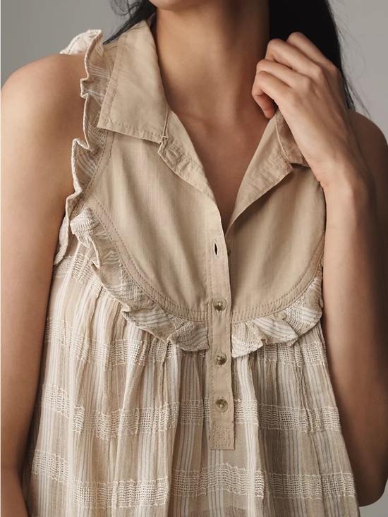 Pilcro Sleeveless Seaside Collared Swing Blouse - Picture 2 of 6